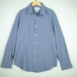 Mizzen + Main Leeward Shirt Men Large Blue Gingham Plaid Long Sleeve Performance